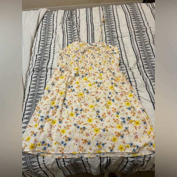 Fit and Flare Tie-Strap Linen Blend Floral Mini Dress - Picture 5 of 6